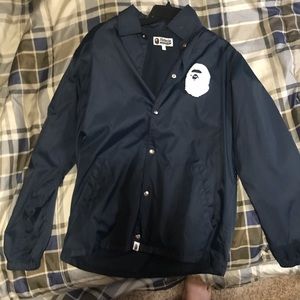 Size Large Bape Apehead Logo Coach Jacket Navy